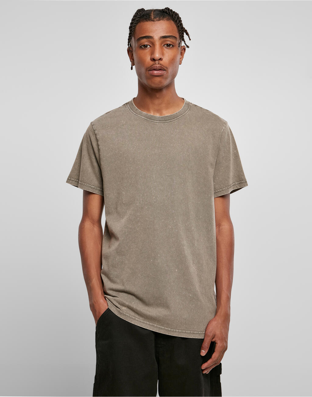 Acid Washed Round Neck Tee